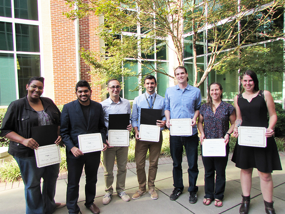 2017 Postdoctoral Research Symposium Awardees: Halcyon Lawrence, Karan Jani,  Reza Ahmadzadeh, Pietro Pierpaoli, Sean Wilson, Nastassia Patin, and Karelle Siellez