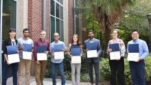 (From left to right) 2018 Postdoctoral Research Symposium awardees Aurora Tsai, Skanda Vivek, Mohammad Mofidfar, Abouzar Kaboudian, Jacqueline Palmer, Harish Ravichandar, Katalin Dosa, and Seung Yup “Paul” Lee